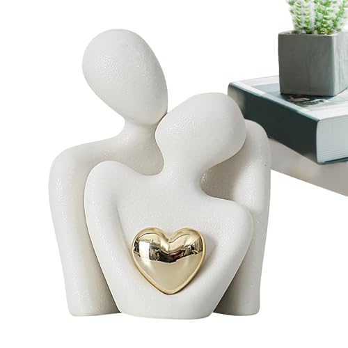 Figuras de Pareja Enamoradas,Figura de Pareja Abrazándose, Escultura de cerámica de pareja de amor abrazado romántico, Figuras de pareja estéticas, artesanía artística para entrada, estantería, dormit