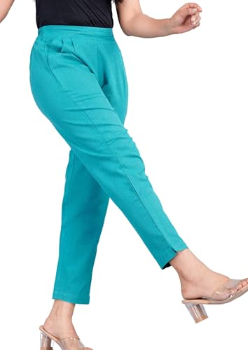 Image of Women's Cotton Ankle Fit Trouser Pants for Women & Girls | Women Regular Fit with Two Pocket Trouser for Office School Formal Casual Daily Use