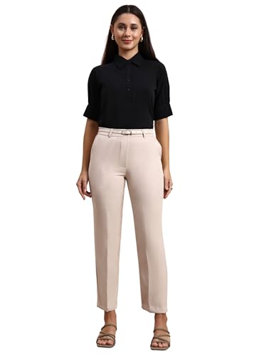 Image of FRAULEIN Women Formal Trousers | Slim Fit Office Pants | Ankle Length Work Pants | Business Casual Corporate Wear