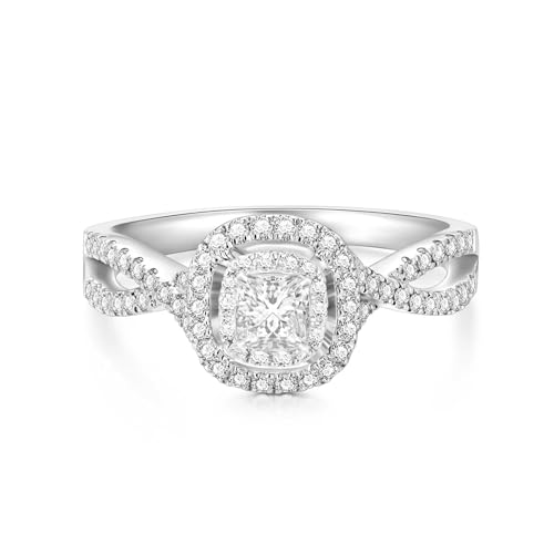 SISGEM Moissanite Engagement Ring Sets for Women, 1.0 Carats Center Moissanite Wedding Ring Set Twisted Curved Bridal Set Promise Ring for Her Solid 10K/14K/18K White Gold3