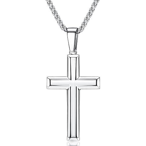 KRFY Collar Cruz Plata Esterlina 925 con Cadena de Acero Inoxidable Cover
