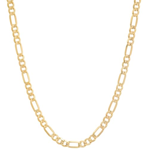 Genuine Solid 1/20 14K Yellow Gold Figaro Link Chain Necklace 3 mm 20 Inch for Men and Women