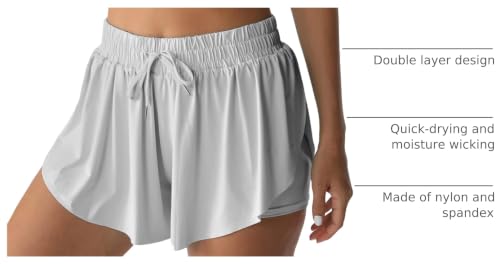 Image of Flowy Athletic Shorts for Women Running Tennis Butterfly Shorts Girls 2-in-1 Double Layer Quick-Drying Comfy Shorts