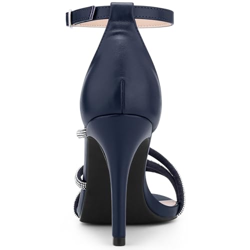 Allegra K Women's Open Toe Rhinestone Strappy Stiletto Heels Sandals3