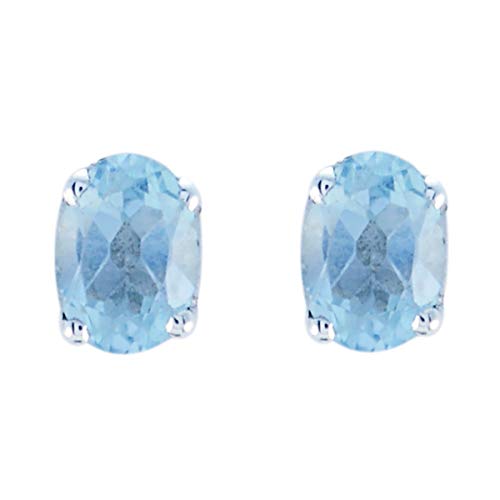 Boucle d'oreille topaze bleue femme en argent 925 ovale et bleu