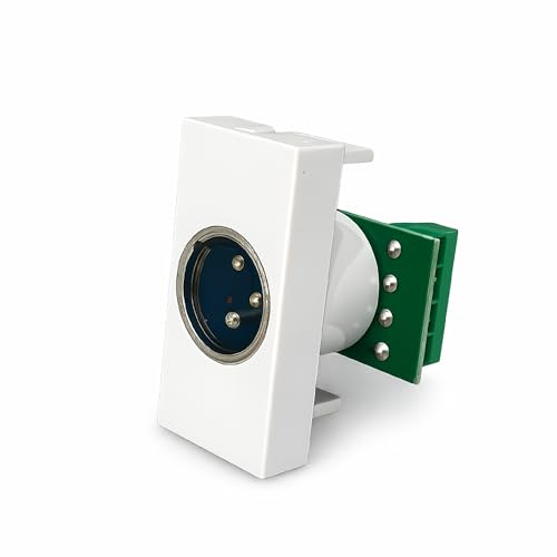Image of MX 3-Pin Male XLR Wall Plate | 1-Module Modular Socket 22.5x45mm | White | Audio, Microphone, Studio, PA, Professional AV, Sound System, Mixer, Recording, Broadcast, Stage
