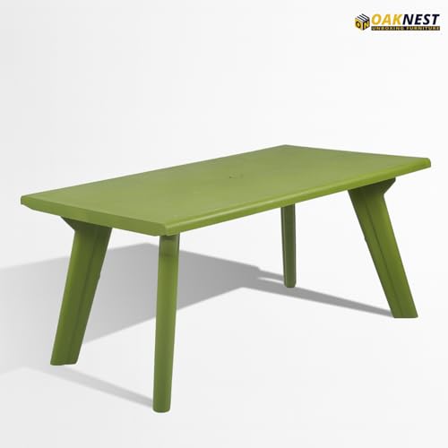 Image of Oaknest Supreme Bison 6-Seater Dining Table in Mehandi Green - Stylish & Durable Plastic Outdoor & Indoor Table, Weatherproof, Easy-Clean Family Dining Solution