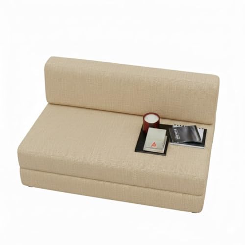 Image of PUM PUM Foldable Sofa Cum Bed | EPE Foam 2 Seater Floor Sofa | Premium Jute Fabric | Space-Saving Furniture for Living Room & Bedroom|36 Inch Width,Beige