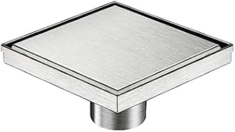 Neodrain ZS3T0106 Square Shower Drain with Tile insert Grate, 6-Inch, Brushed 304 Stainless Steel