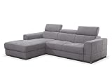 Tesla Dreams Ecksofa BRISEL, Ecksofa mit Kopfteilfunktion, 2-Sitzer-Longchair Links, Eck-Couch, L Form Sofa (Grau, 265x190 Links)