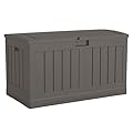 Suncast 50 Gallon Plastic Deck Box with Molded Lockable Feature and Weathertight Construction for Home, Patio, Lawn, and Garden Storage, Gray