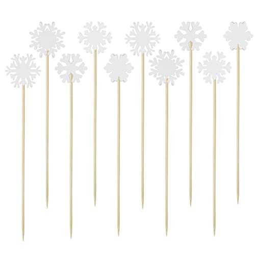 Cieovo 200 Pieces Christmas Snowflake Cocktail Picks Assorted Handmade Snowflake Christmas Fruits Bamboo Toothpicks for Winter Theme Party Drink Fruit Dessert Food Appetizers Decoration - Thumbnail 3
