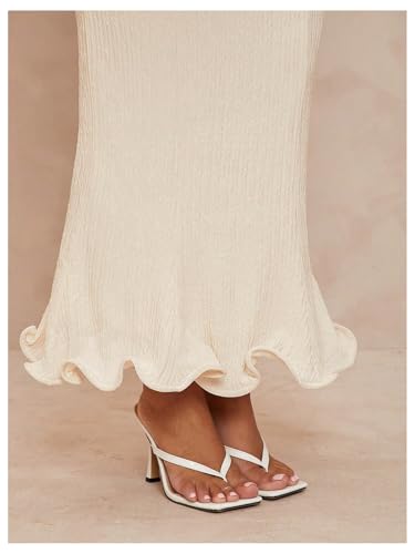 GORGLITTER Women's Ruffle Fishtail Skirt Elegant High Waisted Bodycon Long Skirts3