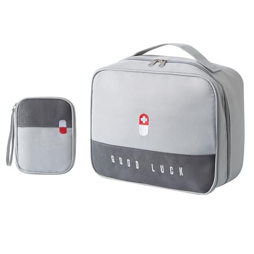 Gebrazy 2stk Medikamententasche, Große Kapazität wasserdichte Notfalltasche Leer Erste Hilfe Tasche Medizin Aufbewahrungstasche Tragbar Medikament Tasche für Home, Office, Reisen