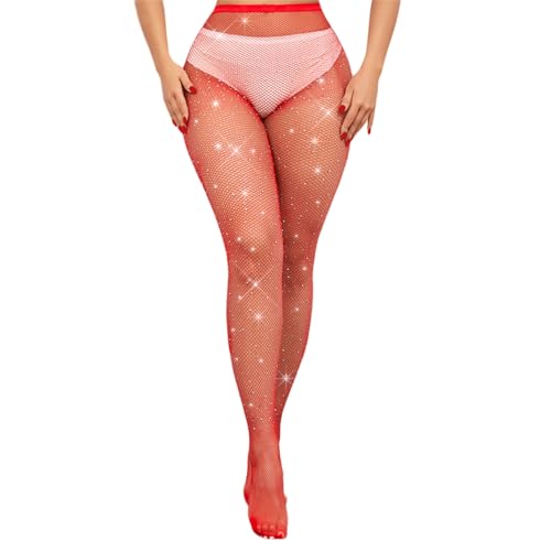 Image of VINICUNCA Fishnet Stockings for Women Sparkly Rhinestone Fishnet Tights Glitter Fish Nets