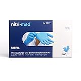 nitri-med Nitril-Handschuhe XL | Einmalhandschuhe latexfrei, puderfrei | unsteril Einweghandschuhe blau, 100 Stück