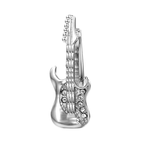 RunootPR Guitar Skinny Tie Clip for Men Unique Silver 1.3