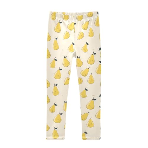 Girls' Athletic Leggings Ankle Length Yoga Dance Pants Kids Teen 4T Yellow Pears