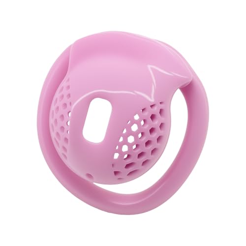 Louyoupin3Dプリント貞操錠, ピンク/ブラック, メッシュ通気デザイン, 鍵付き, 調整可能 (ピンク色)