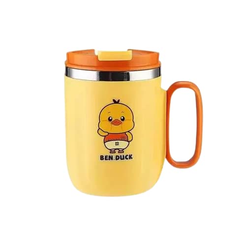 Mayatra's Stainless Steel Insulated Vacuum Coffee Mug with Lid and Handle for Kids, Milk Drinking Cup, Temperature Controlled Travel Flask, Birthday Return Gift for Girls - 400 ML