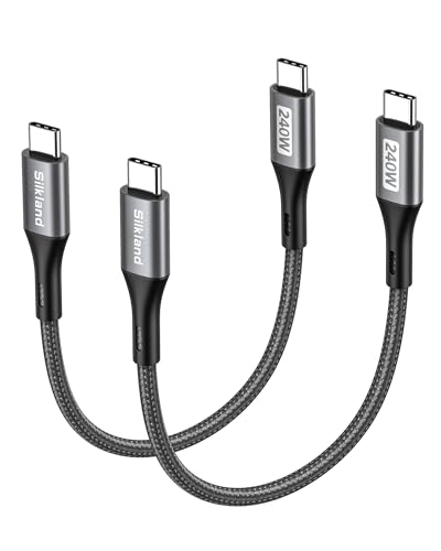 Silkland USB C Kabel 0.3m [2er-Pack] 240W PD 3.1 Schnellladekabel USB-C auf USB-C Kurz für Handy Powerbank Mac Mini M4 MacBook Android Auto Tablet Laptop USBC Ladekabel für Auto Büro Zuhause