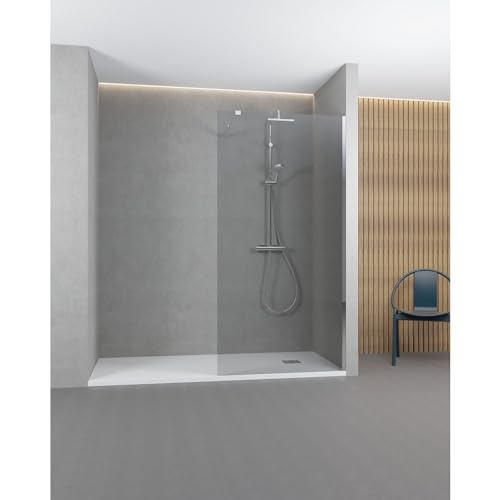 LEMONBATH - Mampara de Ducha Panel Fijo - Cristal Templado Transparente 8 mm Antical - Ancho 90 cm - Alto 195 cm - Perfil Plata Brillo - Mamparas de Ducha Fija para Baño - Mampara Baño