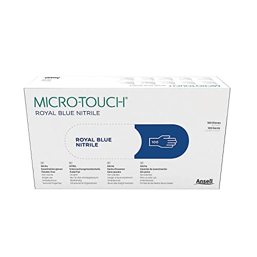 Image of Ansell MICRO-TOUCH Royal Blue Nitrile, Disposable, Multipurpose Glove With Exceptional Grip, Viral Penetration Tested, 100 pcs / Box (Large, Pack of 2)