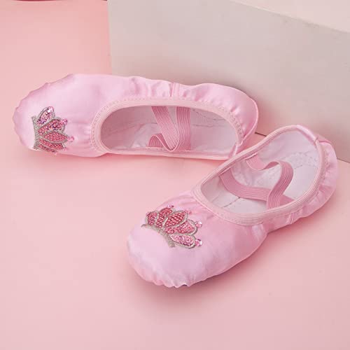 Pink Ballet Shoes Girls Satin Dance Practice Slippers Soft Lightweight with Elastic Laces for Yoga4