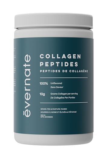 Evernate Collagen Peptides Powder | Unflavored Hydrolyzed Collagen Protein for Hair, Skin, Nails, Bones & Joint Support | Collagen for Women and Men | Non-GMO, Organic, Grass-Fed, Keto (300gr)