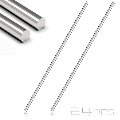 Image of 24 Pcs 3mm x 300mm 304 Stainless Steel Rod, Metal Shaft | Stainless Steel Smooth Rods for Industry, Metal Working Hobbies and DIY Craft
