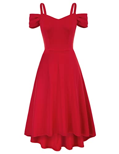Damen Elegant Cocktailkleid V-Ausschnitt Spagehtti Träger Partykleid...