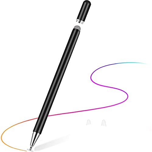 2in1 スタイラスペン 高感度 金属製 軽量 スマートフォン タブレット タッチペン Android iPad iPhone対応(ブラック）