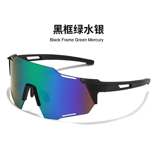 Khaki Road Cycling Glasses Outdoor Sports Sunglasses Fashion Anti-Stress Running Sunglasses For Men And Women (Black Frame Green Mercury) #TOP2