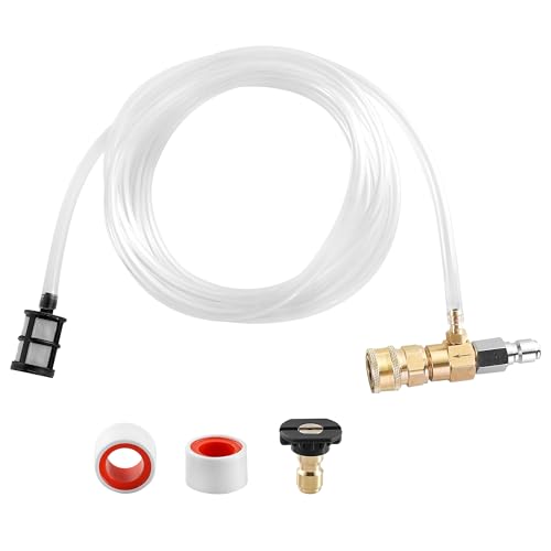 JOEJET Downstream Injector for Pressure Washer Fixed Chemical Injector Kit with 3/8 Inch Quick Connect 10 Ft Siphon Hose 5-8 GPM