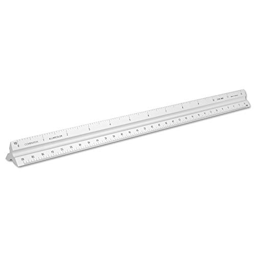 Image of Alumicolor 3650-1 Aluminum Combination Solid Drafting Scale, 12IN, Silver