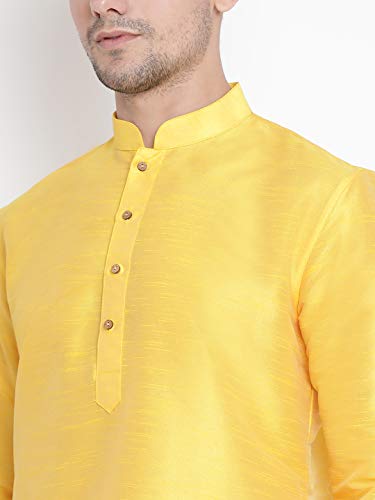 Image of VASTRAMAY VM Mens Silk Blend Kurta Pyjama Set - Classic Ethnic Attire for Timeless Style and Cultural Celebrations | Soft Comfortable Solid Full Sleeves Kurta and Churidar Pyjama Set