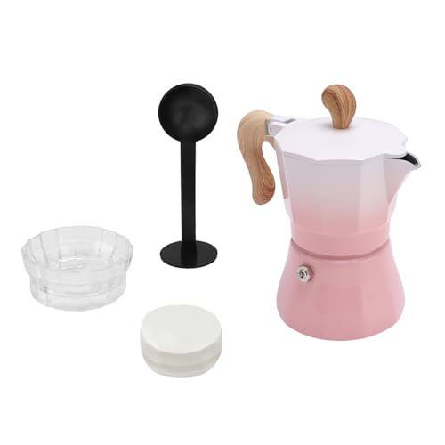 Omquot Italiana de Aleación de Aluminio Duradera, Capacidad de 150ml para Uso Doméstico, Entusiastas del café y Principiantes (Rosado)