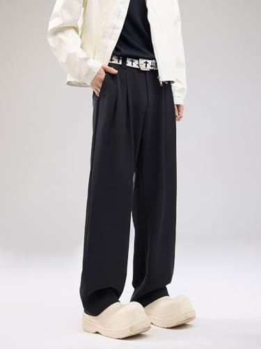 Men's Fleece Lined Dress Pants Fall Winter Straight Drop Trousers Pants for Men2