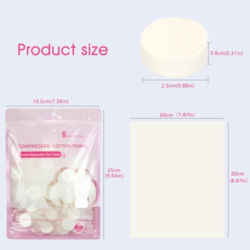 Classycoo Compressed Towel Mini Tablets, Disposable Portable Face Towel Cotton Coin Tissue for Travel, Camping, Hiking, Facial Daily Wash Hand Wipes, Outdoor Activities(Single Use, 50 Pack Thick)