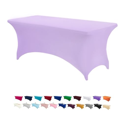 Image of Peomeise 6FT Spandex Table Cover Rectangular Stretch Spandex Tablecloth (Lavender,6FT)