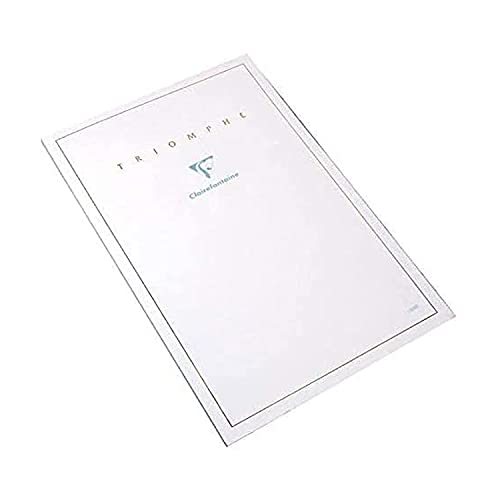 Clairefontaine Tablets 'Triomphe' Stationery - Ruled 50 sheets - 8 1/4 x 11 3/4 Extra White - For Calligraphers, Fountain Pen Users, and Fine Correspondence