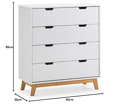 VS Venta-stock Cassettiera Miranda Bianco con 4