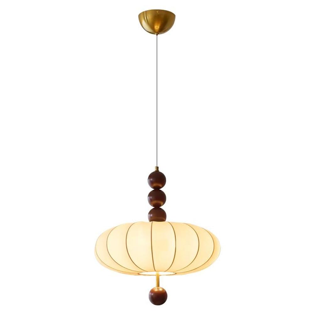 HUAYUSEDF Mid Century Modern Pendant Light Fixture Antique Farmhouse Wood Hanging Lamp Vintage Fabric Dining Room Lighting Nordic Minimalist Bedroom Chandelier for Living Bedside Study