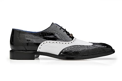 Varo Genuine EEL and Alligator Men Wing-tip Dress Shoe (Black/White, us_Footwear_Size_System, Adult, Men, Numeric, Medium, Numeric_11_Point_5)2