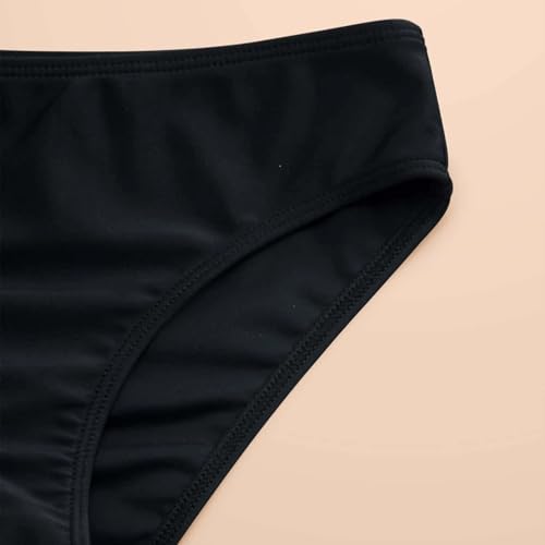 Teen Girl Swimsuit 3 Piece Tankini Bathing Suits for Girls Bikini with Shorts Cow Print Cute (2-Black, 8-10 Years)4