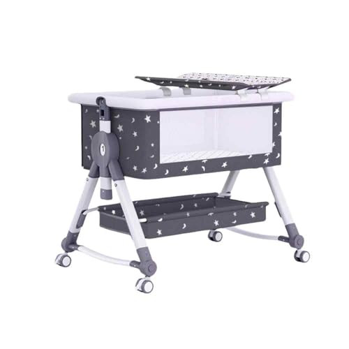 新生児 ベビーベッド ベビーサポート ゆりかご 折りたたみ式 組み立て簡単 5段階高さ調節可能 傾斜角度調節可能 大容量収納バスケット キャスター付き 移動簡単 カヤック付属 通気性 洗えるフロアマット 通気性の良い簡易ベッド付き新生児用 0-24ヶ月のベ