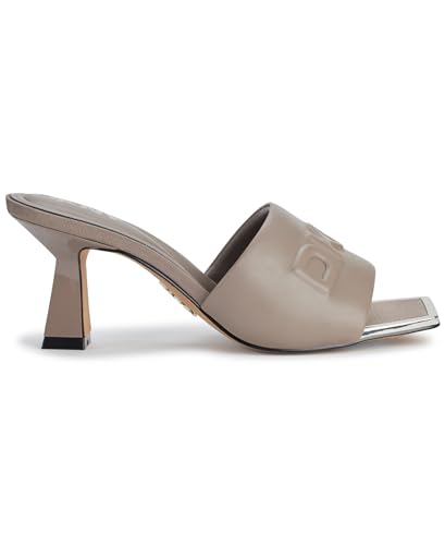 Image of DKNY Women's Keke Square Toe Heeeld Sandal Mule With Logo | Party Sandals