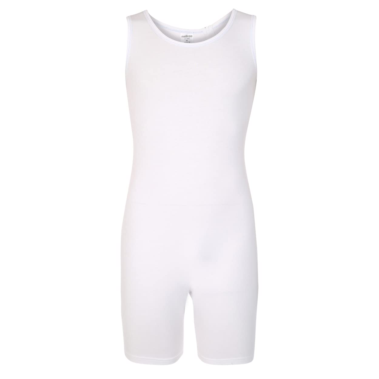 Body Sanitario con Zip Posteriore, Bianco, Maniche Corte, per Assistenza e Cura