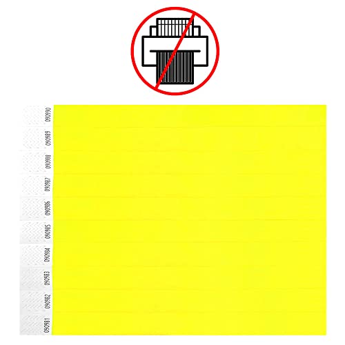 100 Papier-Armbänder aus Tyvek, 19 mm für Events, Festivals, reißfest und personalisierbar, in 12 Farben erhältlich 19mm gelb, fluoreszierend
