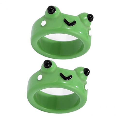 Bemvp Süße Froschharzringe 2pcs 3D Tierring Lustige Schmuck Geschenk Geburtstag Weihnachten Für Frauen Mädchen